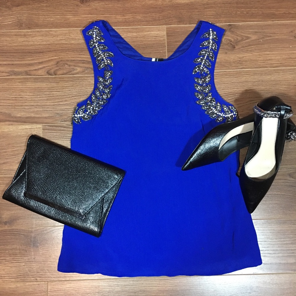 TOPSHOP Jewelled shoulder with cut out back